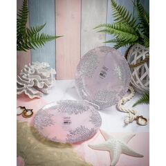 Набор обеденных тарелок 28 см Coralina, 2 шт., цвет пастельно-розовый с серебристым декором, Casa di fortuna
