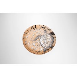 Тарелка 21 см, цвет пастельно-лососевый с серебристым декором, Sea Turtle, Casa di fortuna