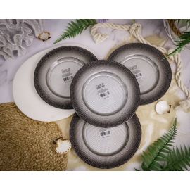 Набор обеденных тарелок 22,5 см Shinning , 4 шт., жемчужно - белый/мерцающе - чёрный, Casa di fortuna