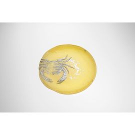 Тарелка 21,5 см, цвет пастельно-желтый с серебристым узором, MonoCrab, Casa di fortuna