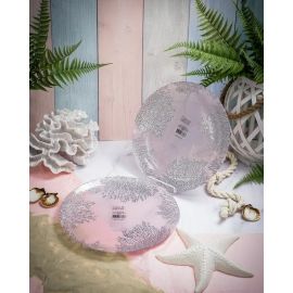 Набор обеденных тарелок 28 см Coralina, 2 шт., цвет пастельно-розовый с серебристым декором, Casa di fortuna