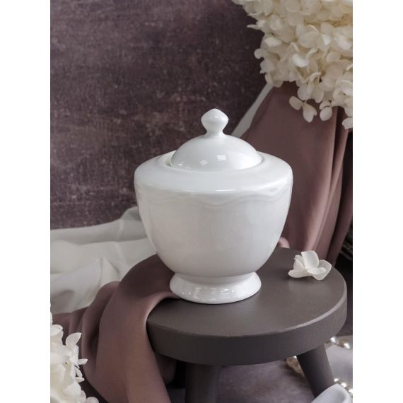 Сахарница с крышкой 350 мл,  d 10,2 см h 12,5 см, фарфор, Grazia, Casa di fortuna