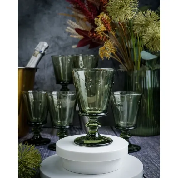 Набор из 6-ти бокалов для вина 240 мл,  h 14,1 см, d 8,5 см, зеленый, серия ABEILLE PROVENCE, La Rochere, изображение 24