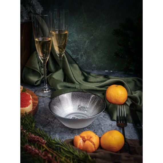 Салатник 14 см, цвет жемчужно-белый/мерцающе-черный, Shinning, Casa di fortuna