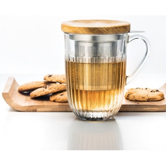 Кружка для заварки чая с металл. фильтром и  дерев.крышкой, 400 мл, h 13 см,  d 9 см, серия OUESSANT, La Rochere, изображение 2