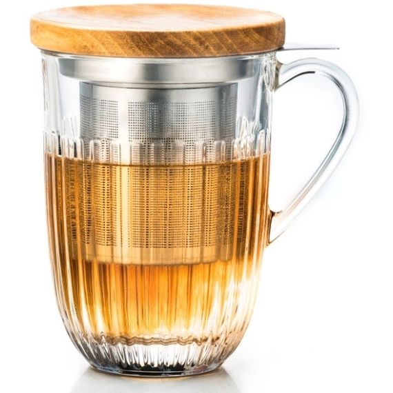 Кружка для заварки чая с металл. фильтром и  дерев.крышкой, 400 мл, h 13 см,  d 9 см, серия OUESSANT, La Rochere